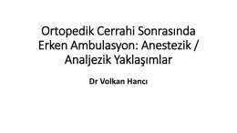 Ortopedik Cerrahi Sonrasında Erken Ambulasyon: Anestezik