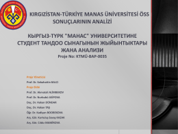 Kırgızistan-Türkiye Manas Üniversitesi Öss Sonuçlarının Analizi