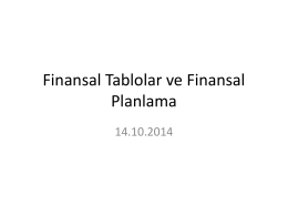 Finansal Tablolar ve Finansal Planlama