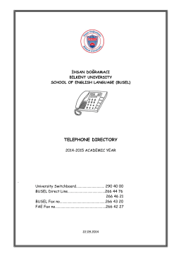telephone dırectory - Bilkent University School of English Language