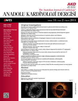 ANADOLU KARD‹YOLOJ‹ DERG‹S‹ - Anadolu Kardiyoloji Dergisi