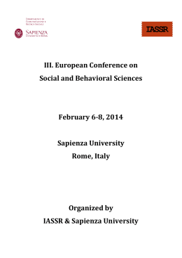 III. European Conference on Social and Behavioral Sciences