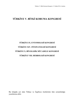buradan - Türkiye V. Bitki Koruma Kongresi