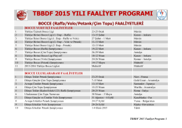 2015 Faaliyet Programı - Türkiye Bocce Bowling ve Dart Federasyonu