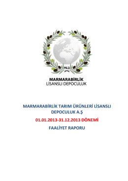 marmarabirlik tarım ürünleri lisanslı depoculuk a.ş 01.01.2013