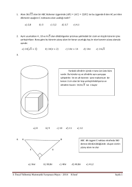 3. Ünsal Tülbentçi Matematik Yarışması Mayıs – 2014 8.Sınıf Sayfa 1