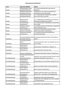 ÖSYM BAŞVURU MERKEZLERİ İL ADI BAŞVURU MERKEZİ