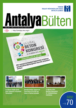 İMO Antalya Bülten 70. Sayısına pdf formatında ulaşabilmek için