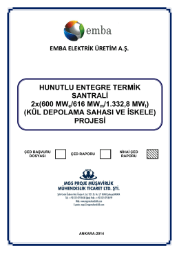 HUNUTLU ENTEGRE TERMİK SANTRALİ 2x(600 MWe/616 MWm