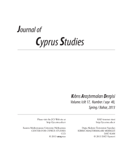 Cyprus Studies - Yakın Doğu Üniversitesi