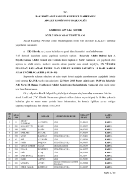 kadrolu şoför aday tespit listesi ilanı 18.02.2015