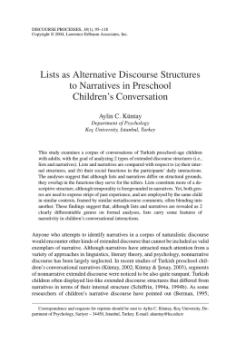 Lists as Alternative Discourse Structures to Narratives in Preschool