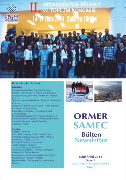 ORMER SAMEC Bülten Newsletter