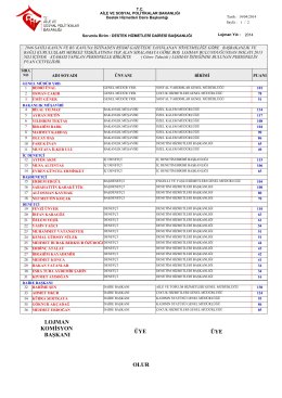 2014 Yılı Görev Tahsisli Puantaj Listesi