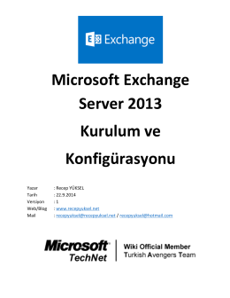 Microsoft Exchange Server 2013 Kurulum ve