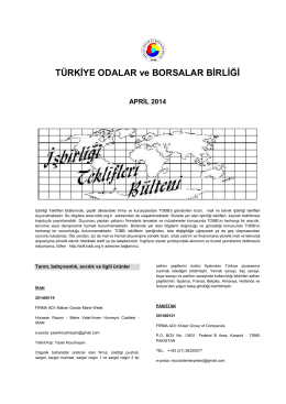 2014 Nisan (pdf-239 Kb) - Dünyadan İşbirliği Teklifleri