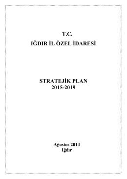 tc ığdır il özel idaresi stratejik plan 2015-2019