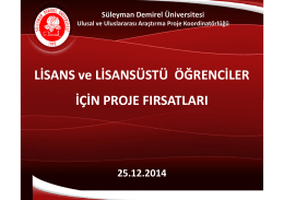 Lisans Tübitak UA 25.12.2014 - Ulusal ve Uluslararası Araştırma
