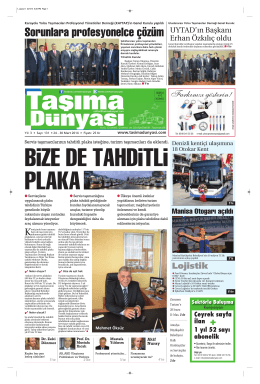 Taşıma Dünyası Gazetesi-131-PDF 24 Mart 2014 tarihli sayısını