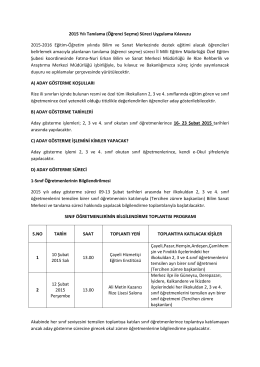 2015 Yılı Tanılama (Öğrenci Seçme) Süreci Uygulama Kılavuzu