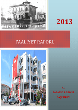 2013 YILI- Bir Yıllık Çalışma Durum Faaliyet Raporu