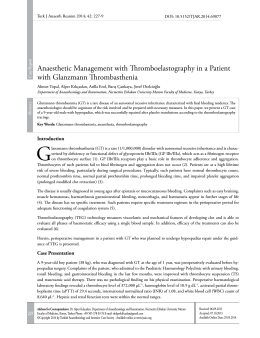 Anaesthetic Management with Thromboelastography