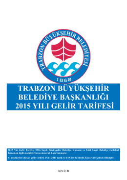 2015 Gelir Tarifesi - Trabzon Belediyesi