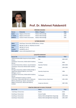 Prof. Dr. Mehmet Pakdemirli