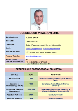 CURRICULUM VITAE (CV)-2015