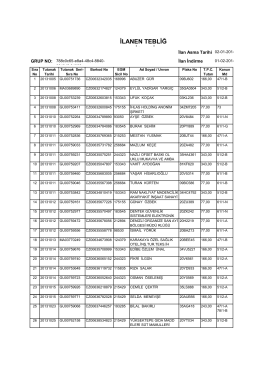İLANEN TEBLİĞ LİSTESİ