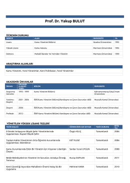 detaylı özgeçmiş - prof. dr. yakup bulut
