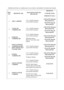Yüreğir Kaymakamlığı Sos. Yard. ve Day. Vakfı Hizmet Standartları
