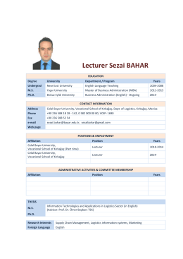 Lecturer Sezai BAHAR Logistics CV
