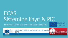 ERASMUS+ KA1 ve KA2 Projeleri için ECAS Sistemine KAyıt ve PIC
