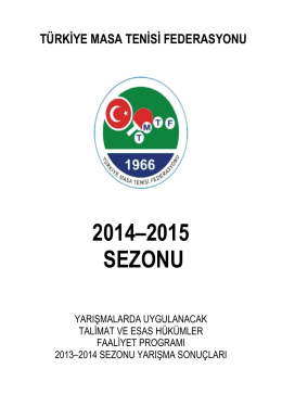 2014-2015 Sezonu Faaliyet Kitapçığı