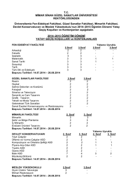 2014-2015 Yatay geçiş koşul ve kontenjanları