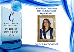 Celal Bayar Üniversitesi 2014 Yılı Bilim Ödülü Sağlık Bilimleri