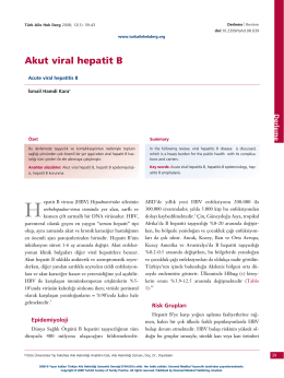 PDF - Akut viral hepatit B - Türkiye Aile Hekimliği Dergisi