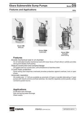 Ebara Submersible Sump Pumps Dimensions with QDC