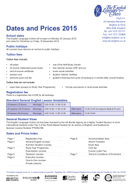 Dates and Prices 2015 - The English Language Centre
