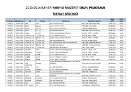 2013-2014 bahar yarıyılı mazeret ara sınav programı