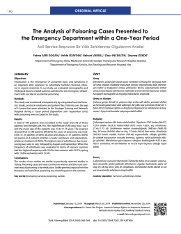 The Analysis of Poisoning Cases Presented to the