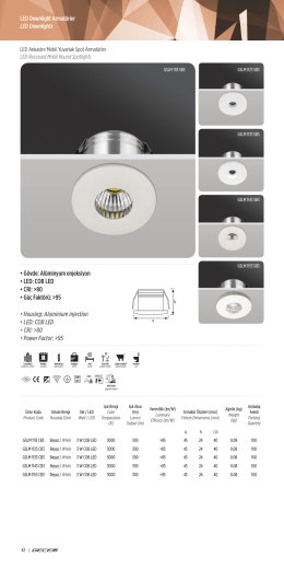 • Gövde: Alüminyum enjeksiyon • LED: COB LED