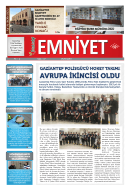 Ocak-Şubat 2014 Sayı:37 Yıl:2 - Gaziantep Emniyet Müdürlüğü