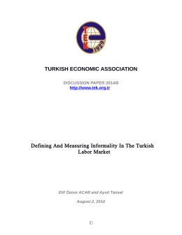 TURKISH ECONOMIC ASSOCIATION Defining And Measuring