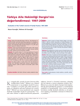 PDF İndir - Türkiye Aile Hekimliği Dergisi