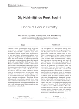 Diş Hekimliğinde Renk Seçimi Choice of Color in Dentistry