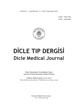 DİCLE TIP DERGİSİ - Dicle Tıp Dergisi
