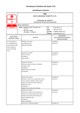 Akreditasyon Sertifikası Eki (Sayfa 1/33) Akreditasyon Kapsamı