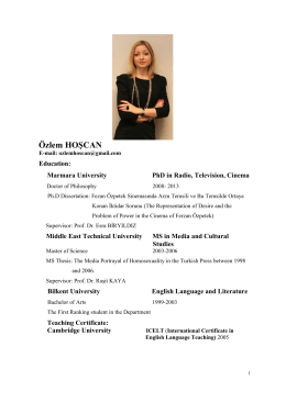 Özlem Hoşcan Hovardaoğlu Curriculum Vitae